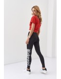 Taillierte Leggings mit Aufschrift, schwarz 35150 - Online-Shop - Boutique